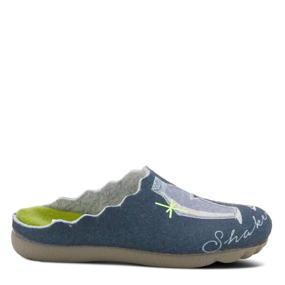 Flexus COCKTAIL Felt Slippers | 38 Navy | Martini Graphic | Indoor Outdoor | NIB - Picture 6 of 8